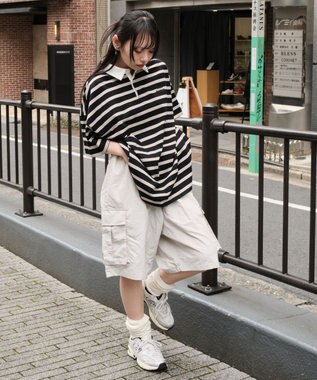 WEGO 【撥水/速乾/ウエストゴム/ユニセックス着用ITEM/MLサイズ展開】ナイロンイージーバギーカーゴショーツ ライトグレー