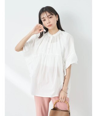 earth music&ecology コットンボイルボリュームブラウス Off White