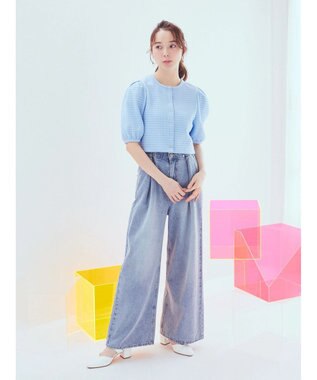 earth music&ecology カットジャガードカーディガン Blue