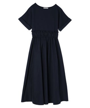 Green Parks armonia.異素材切替ドルマンワンピース Navy