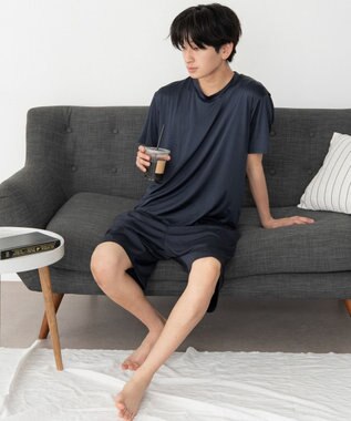 WEGO 【ユニセックス着用ITEM/MLサイズ展開】接触冷感セットアップウェア ネイビー