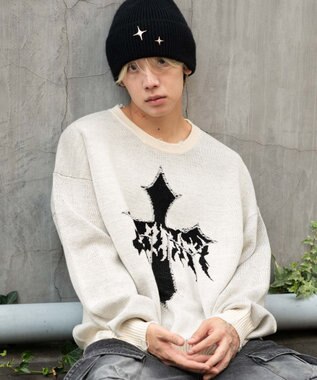 WEGO ダメージジャガードプルオーバー オフホワイト