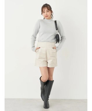 earth music&ecology やわらかタッチハイネックリブプルオーバー Ice Gray