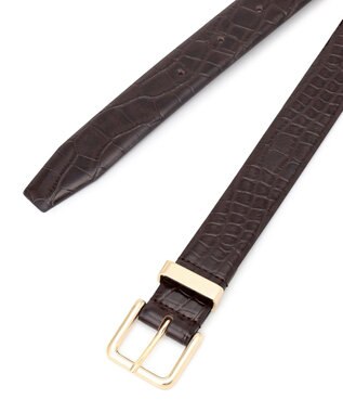 23区 【滝沢眞規子さん着用/VERY掲載】メタルループ ベルト ダークブラウン(型押し)