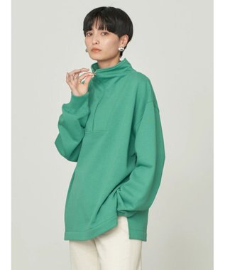 AMERICAN HOLIC ハーフＺＩＰ裏毛チュニック Green