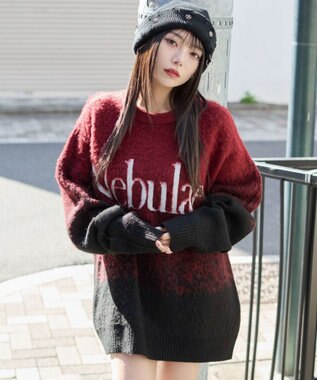 WEGO 【ユニセックス着用ITEM/MLサイズ展開】ファジーグラデーションプルオーバー ワイン