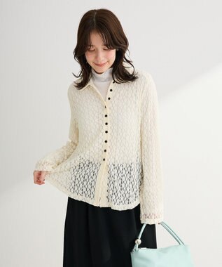 Green Parks 衿付きレースカットプルオーバー Ecru