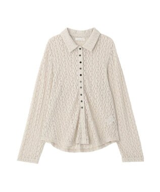 Green Parks 衿付きレースカットプルオーバー Light Gray