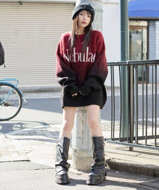 WEGO 【ユニセックス着用ITEM/MLサイズ展開】ファジーグラデーションプルオーバー ワイン