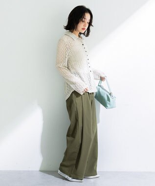Green Parks 衿付きレースカットプルオーバー Light Gray