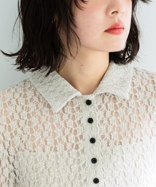 Green Parks 衿付きレースカットプルオーバー Light Gray