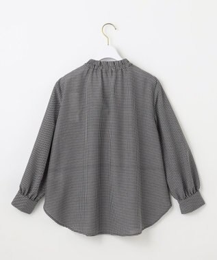 ANY SIS S 【洗える】フリルボウタイ ブラウス ブラック千鳥