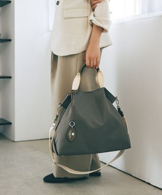 TOPKAPI 【TREASURE TOPKAPI】ストライプハンドル ナイロン 2way トートバッグ A4対応 ダークグレー