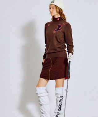 PW CIRCULUS 【WOMEN】Spark cat クルーネックニット ゴルフウェア レディース ダークブラウン系