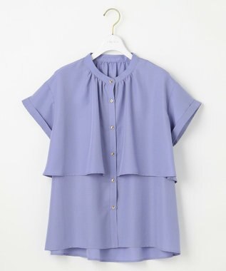 ANY SIS L 【洗える】バンドカラーレイヤード ブラウス ライトブルー