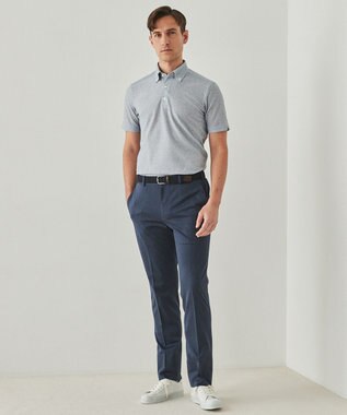 GOTAIRIKU 麻混・襟しっかり【洗える/通気性】ノルマンディーリネン ボタンダウンポロシャツ(25年モデル) サックスブルー系