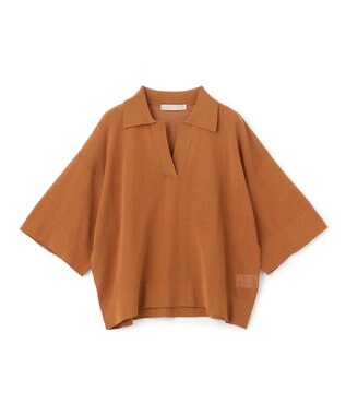 UNFILO フロスティコットン スキッパーニット キャメル