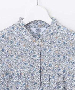 J.PRESS LADIES 【洗える】 LIBERTY Honeydew/Kate&Mil フリルネック ブラウス ブルー系5