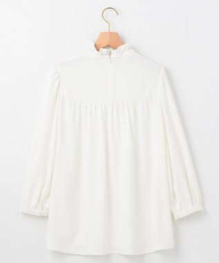 組曲 【KUMIKYOKU NAVY】ジョーゼットシフォン スタンドフリルブラウス パールホワイト系