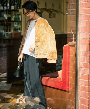 自由区 S 【カタログ掲載】ウールライクストレッチワイド パンツ ネイビー