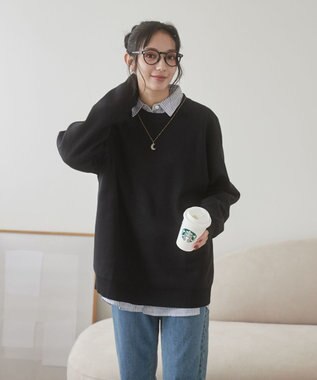 WEGO 【ユニセックス着用ITEM/MLサイズ展開】ミラノリブクルーネックプルオーバー ブラック
