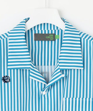 PW CIRCULUS 【高通気 / 軽撥水 / 軽量のDotAir 使用】【MEN】ストライプ柄オープンカラー サックスブルー系2