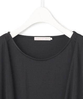 ICB L 【洗える】 PlaXフィラメントジャージー ドレープカットソー ブラック系