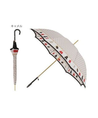 MOONBAT FURLA 長傘 チャーム＆ロゴプリント UV 耐風 日本製 キャメル