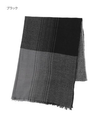 MOONBAT FURLA(フルラ）カシミヤ100％ オンブレー チェック ストール 手洗いOK ブラック