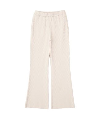 earth music&ecology セルフカットリブフレアパンツ Light Beige