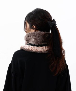 AURORA 【 ANNA SUI（アナ スイ）】エコファー差込みマフラー(WASH) ワイン