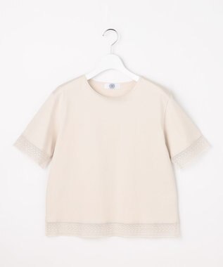 J.PRESS LADIES 【一枚で着映え】コットンスムース レース カットソー グレージュ系