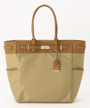 UNBILLION perche ナイロン×ゴートヒネリ金具トートバッグ ベージュ