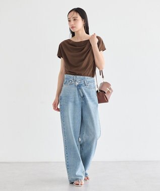 earth music&ecology 軽量フラップ三層ショルダーバッグ Brown