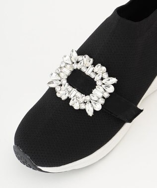 Feroux ビジュー付きニット スニーカー ブラック系