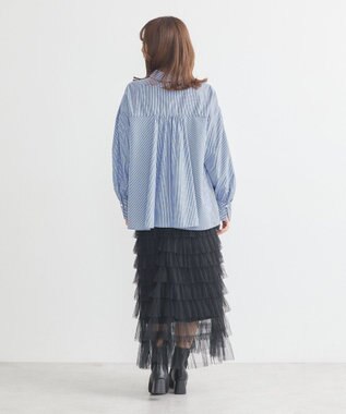 earth music&ecology オーバーフレアシャツ Stripe