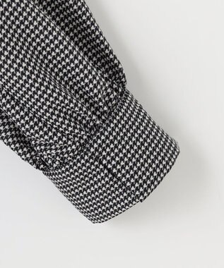 ANY SIS S 【洗える】フリルボウタイ ブラウス ブラック千鳥