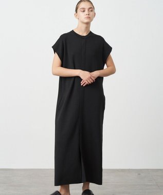 ATON 50/2 NATURAL DYE ORGANIC COTTON | バンドカラードレス BLACK