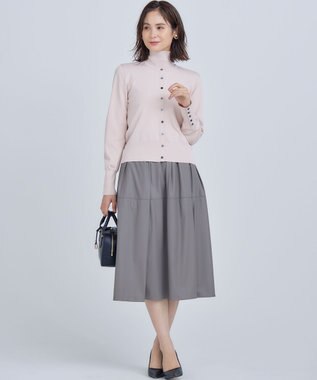 組曲 レザーライクライト タックギャザースカート モーヴグレー系