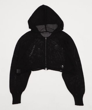 WEGO ダメージメッシュショートパーカー ブラック