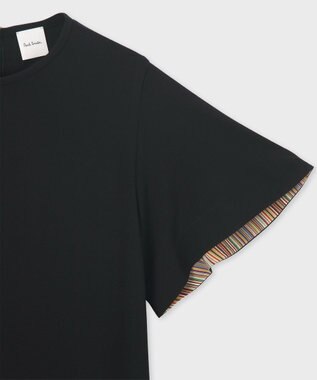 Paul Smith バックサテン ジョーゼット ワンピース ブラック