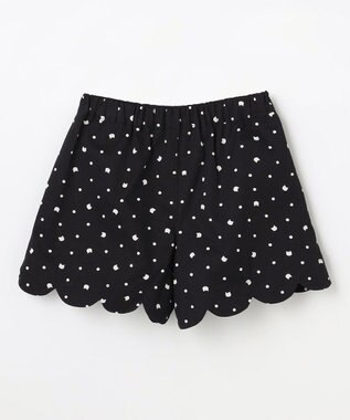 ANY KIDS 【洗濯機可能】スカラップショートパンツ ブラック（ネコ×ドット）