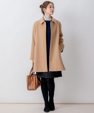 組曲 L ショートビーバー ステンカラー コート ベージュ系