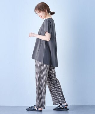 ANY L 【汗ジミ防止加工】シルケットスムースバックギャザーチュニック チャコール