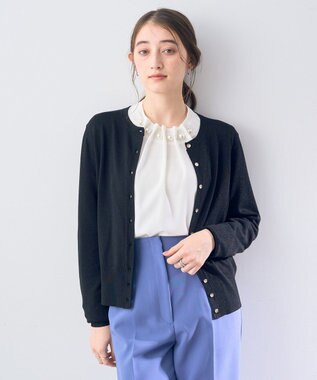 YECCA VECCA ラメ混クルーネックカーディガン Black