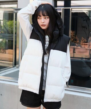 WEGO 【25年秋冬新作/ユニセックス着用ITEM/MLサイズ展開】2WAYパファーベスト ホワイト