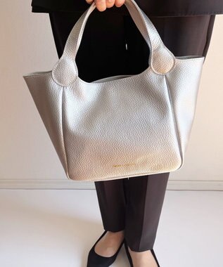 Hekhèr Le Style de Vie 新素材・新色【日本製/セレモニーにも】シュリンクレザー ハンドバッグ small シルバー シルバー