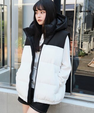 WEGO 【25年秋冬新作/ユニセックス着用ITEM/MLサイズ展開】2WAYパファーベスト ホワイト