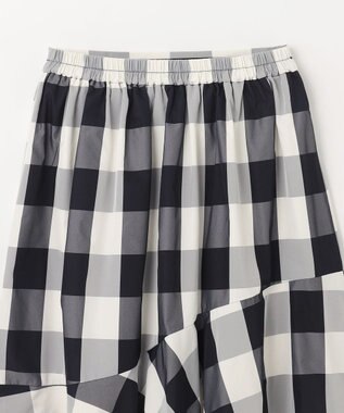 ANY L 【洗濯機可能/ウエストゴム】ビックチェックマーメイドスカート オフ×ブラックブロックチェック