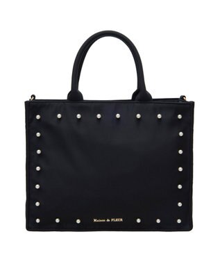 Maison de FLEUR パール2Wayトートバッグ Black